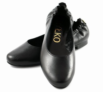 Женские балетки RYŁKO 0GNA5, черная кожа, размер 37,5