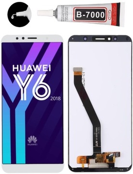 EKRAN WYŚWIETLACZ + KLEJ DO HUAWEI Y6 2018 BIAŁY