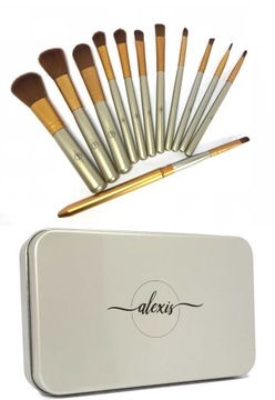 ZESTAW PĘDZLI DO MAKIJAŻU ALEXIS 12 SZTUK + ETUI