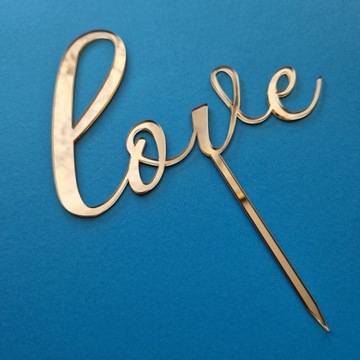 Topper na tort weselny love złote lustro