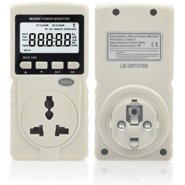 MIERNIK POBORU PRĄDU WATOMIERZ LICZNIK ZUŻYCIA ENERGII ELEKTRYCZNEJ LCD