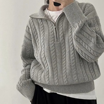 Autumn Winter Thick Knitted Top Women's Vintage Ha