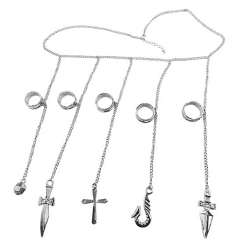 Alloy Kurapika 5 Ring Chains Bransoletka