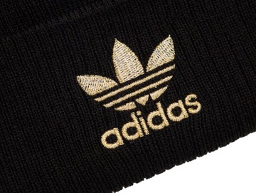 Czapka zimowa ADIDAS FAUX FUR POMPOM BEANIE Black / Metallic Gold