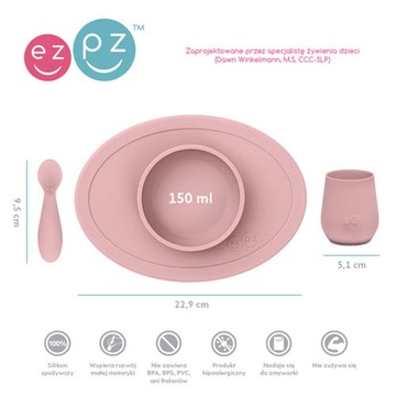 EZPZ KOMPLET PIERWSZYCH NACZYŃ pastel róż