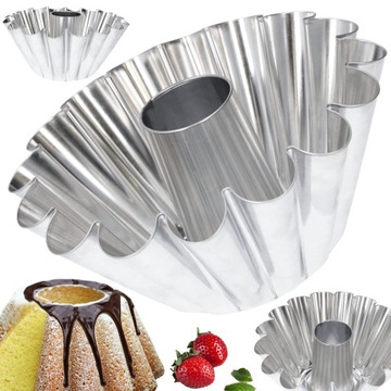 FORMA DO BABKI Z TULEJĄ BLACHA Z KARBOWANYM WZOREM ŚREDNICA 22 CM