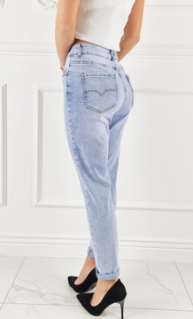 M. Sara - Premium Performance - Jeansy spodnie damskie wysoki stan MOM FIT