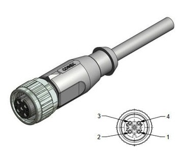 Przewód 5m M12 4pin żeński prosty PVC 43-10023 Wika