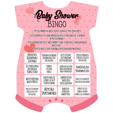 GRA BINGO BABY SHOWER DZIEWCZYNA CHŁOPAK ZABAWA Y3