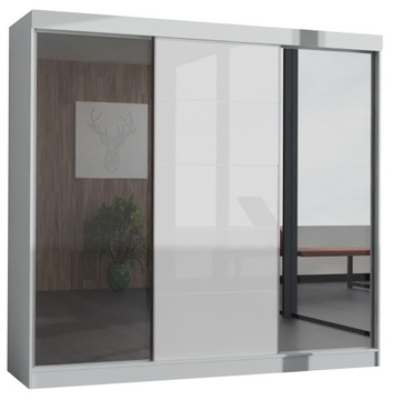 SZAFA CASPIAN - 3D1L 170 CM - biała - LACOBEL + 2x LUSTRO