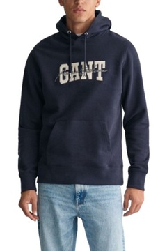 BLUZA Z KAPTUREM GANT Arch Script Hoodie EVENING BLUE r. L