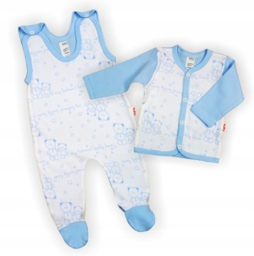 KOMPLET ŚPIOCHY ŚPIOSZKI + KAFTANIK Misie NIEBIESKIE 86 KLEKLE