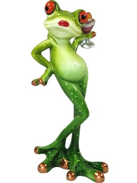FIGURKA ŻABA Z DRINKIEM 16 cm na prezent