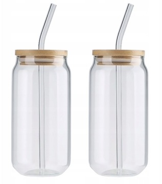 2 SZT. Kubek SZKLANY SŁOIK ZE SŁOMKĄ 580ML