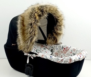 Futerko futro na budkę wózka SZARE RÓŻOWE BRĄZOWE