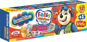 BAMBINO FARBY PLAKATOWE 20 ML 12 KOLORÓW + 1 GRATIS