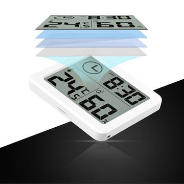 КОМНАТНЫЙ ТЕРМОМЕТР-ГИГРОМЕТР с цифровыми часами и измерением влажности.