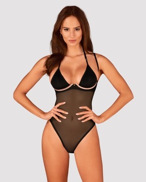 Obsessive Selinne czarne body damskie fiszbiny M/L