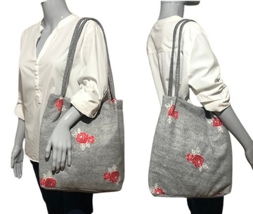 TORBA WOREK TOREBKA SZHOPERKA FLAUSZ KWIATY