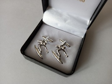 Запонки «Захватывающие лыжники» для лыжного спорта