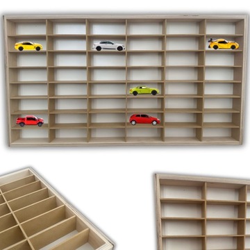 PÓŁKA NA SAMOCHODZIKI AUTKA RESORAKI HOT WHEELS ORGANIZER 48 PRZEGRÓDEK MDF