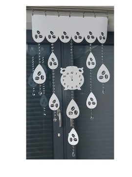 PANEL OZDOBA AŻUROWA DO KUCHNI FILIŻ. KAWA+SERCE 60x105 GIRLANDA KRYSZTAŁKI