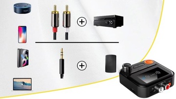 ADAPTER TRANSMITER BLUETOOTH ODBIORNIK NADAJNIK BT 5.2 AUX RCA JACK 3.5