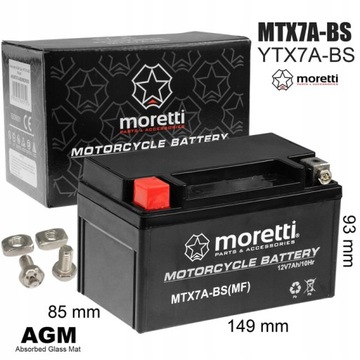 Akumulator Żelowy Gel Agm 12V 7Ah MTX7A-BS YTX7A Skuter 2T 4T Barton MOCNY