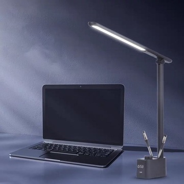 НАСТОЛЬНАЯ СВЕТОДИОДНАЯ ЛАМПА С ЧАСАМИ-ОРГАНАЙЗЕРОМ USB-ПОРТ 4В1