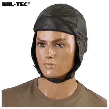 Мотоциклетная пилотская кепка MIL-TEC Коричневая кожаная M