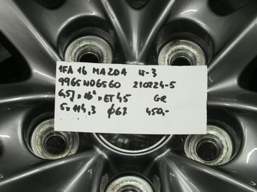 1FA DISK 16 MAZDA 5X114,3 ET45 6,5J O67 9965N06560