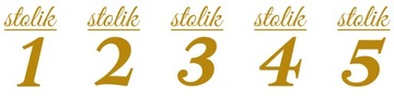 naklejki cyfry 13cm 5 sztuk numerowanie stolików