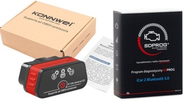 Interfejs Diagnostyczny Konnwei OBD2 ELM327 Bt5 + Program SDPROG