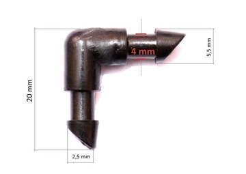 KOLANKO PLASTIKOWE DO WĘŻY 4X4 4 MM SPRYSKIWACZY