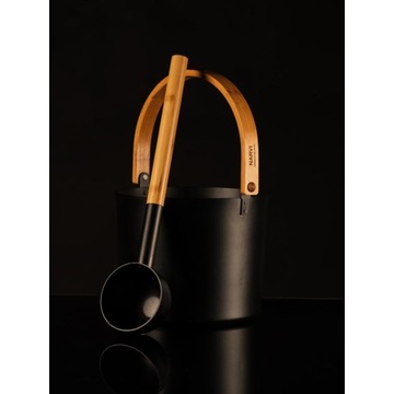 Ведро металлическое NARVI черное бамбуковое 5л для сауны