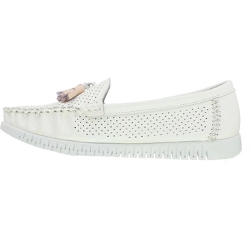 Белые женские кожаные лоферы, дышащие, сшитые, удобные Jezzi, размер 40