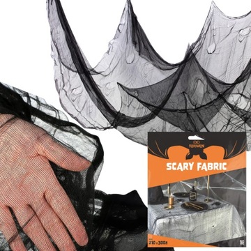 Sztuczna czarna pajęczyna XL Narzuta Obrus ozdobny 300cm na HALLOWEEN