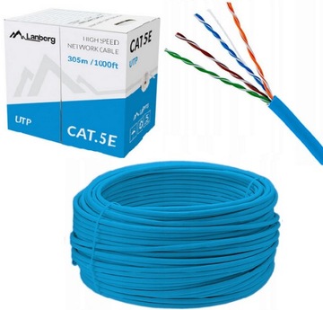 KABEL SIECIOWY CU KAT 5E SKRĘTKA Lanberg 100m BL