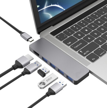 4Apple.pl Адаптер-концентратор 2x USB-C HDMI 4x USB Macbook Pro Air M1 M2 M3