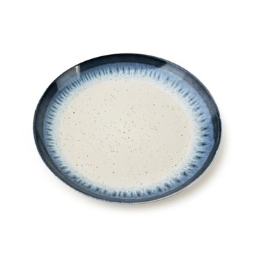 TALERZ DESEROWY OKRĄGŁY PŁASKI CERAMICZNY NIEBIESKI BEŻOWY 21cm
