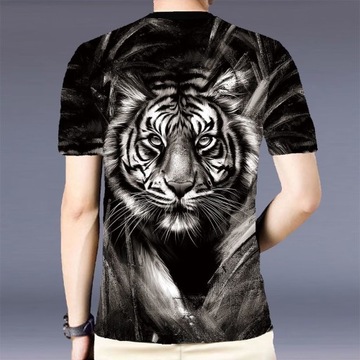 Animal Graphic 3D Tiger Printed Men Short Sleeve T-Shirt Casual O-neck Tops