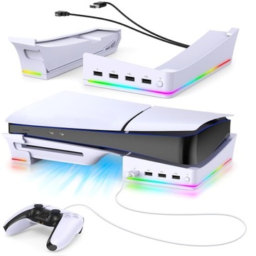 ГОРИЗОНТАЛЬНАЯ ПОДСТАВКА+4 USB PLAYSTATION 5 SLIM 2023 ГОРИЗОНТАЛЬНАЯ ПОДСТАВКА ДЛЯ PS5 Slim
