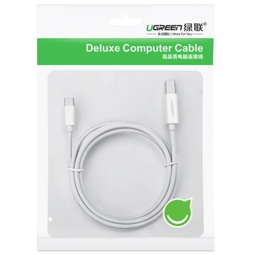 КАБЕЛЬ UGREEN USB-C-USB-B ДЛЯ СКАНЕР-ПРИНТЕРА ГИБКИЙ ПРОЧНЫЙ 1М