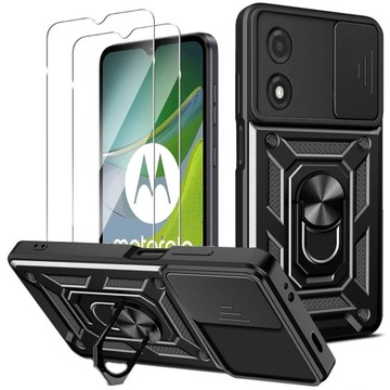 Etui CAMSHIELD RING +2x SZKŁO do Motorola Moto E13
