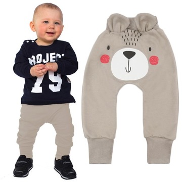 Piaskowe spodnie bawełniane MIŚ półśpiochy r.104