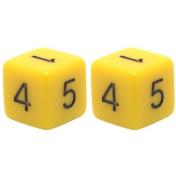 ZESTAW 2 KOSTEK K6 RPG ŻÓŁTA KOŚĆ 1,6 CM