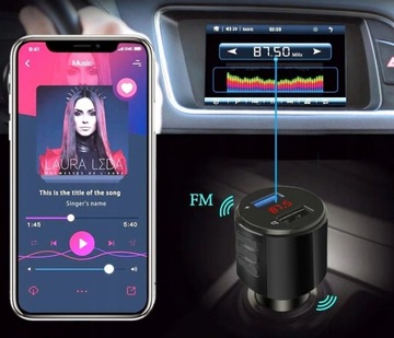 FM-передатчик Bluetooth, зарядное устройство для MP3 с ЖК-дисплеем и 2 USB-портами