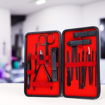 Мужской маникюрный набор, кусачки для ногтей, ножницы, ящик для инструментов, 16 предметов + футляр.