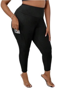 SHEIN PLUS SIZE LEGGINSY CZARNE DAMSKIE 7/8 54 ŁLA