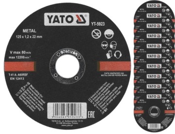TARCZA DO CIĘCIA METALU 125x1.2x22.2mm YATO 10 SZT